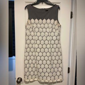 BLACK by Saks Fifth Avenue grey and white lace dress